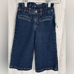 NWT! GAP WIDE LEG Ankle Jeans Size 4 Toddler Dark Denim Stride Pants Blue